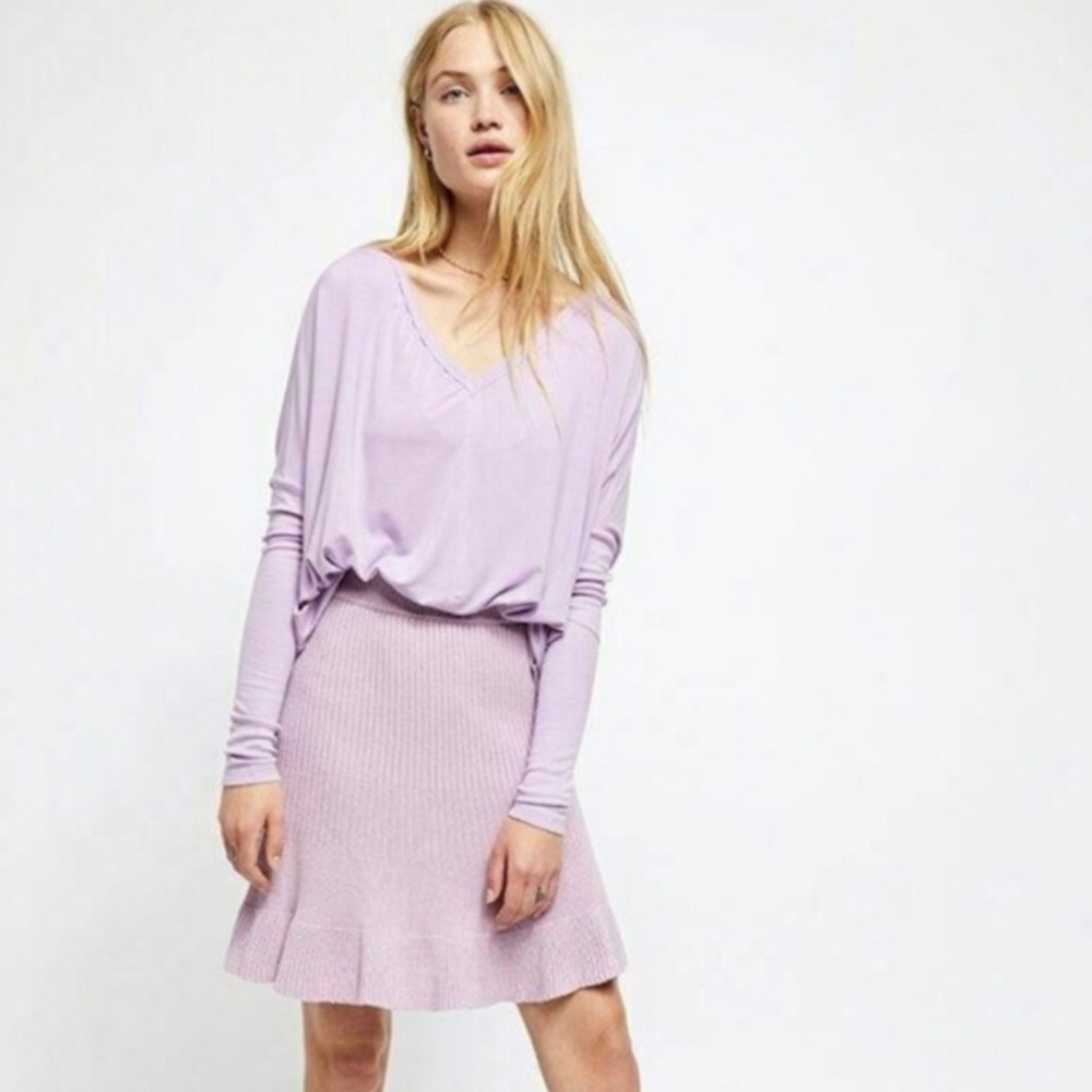 NEW Free People-Gold Ribbed Muted Pink Skirt